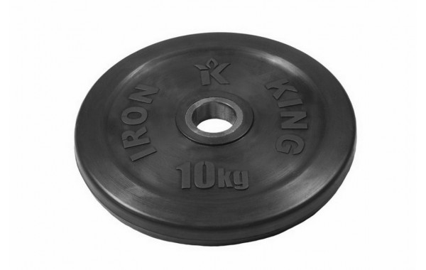 Диск Евро-Классик обрезиненный черный Iron King 10 кг, диаметр 51 мм 600_380