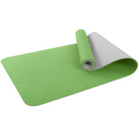 Коврик для фитнеса и йоги Larsen TPE двухцветный зелен/серый 183х61х0,6см