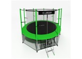 Батут i-Jump Classic 12FT 366 см с нижней сетью и лестницей зеленый