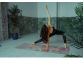 Коврик для йоги 185x68x0,4 см Inex Yoga PU Mat полиуретан с принтом PUMAT-GIL90 розовый мрамор с позолотой