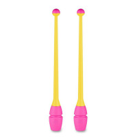Булавы для художественной гимнастики Indigo 36 см, пластик, каучук, 2шт IN017-YP желтый-розовый