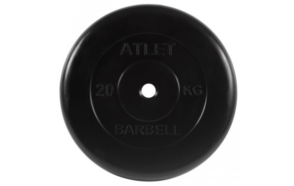 Диск обрезиненный d51мм MB Barbell Atlet 20кг черный MB-AtletB51-20 600_380