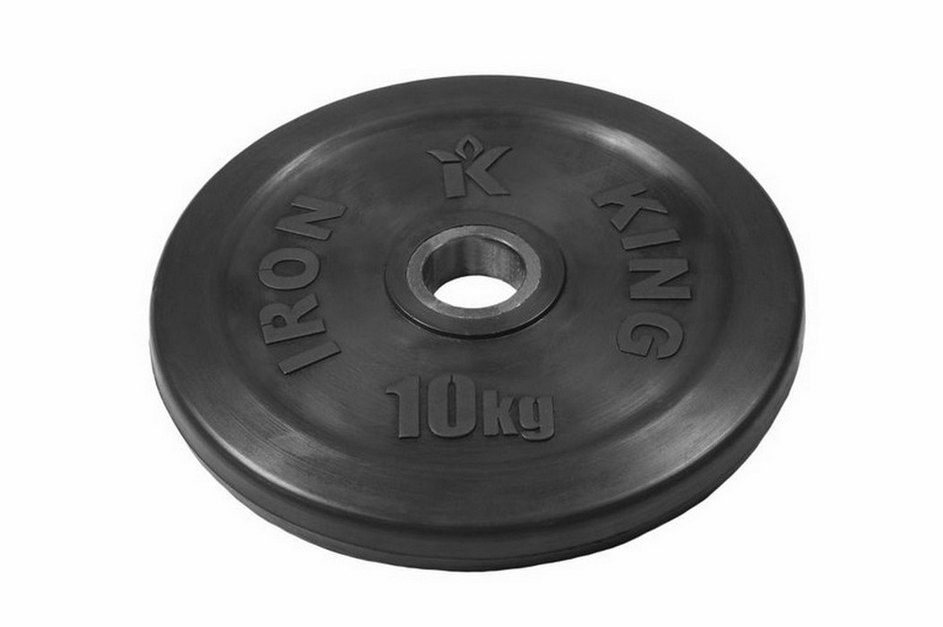 Диск Евро-Классик обрезиненный черный Iron King 10 кг, диаметр 51 мм 1052_700