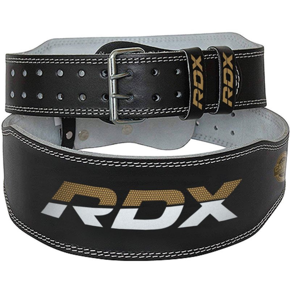 Пояс RDX 4" Leather WBS-4RB черный\золотой 1200_1200