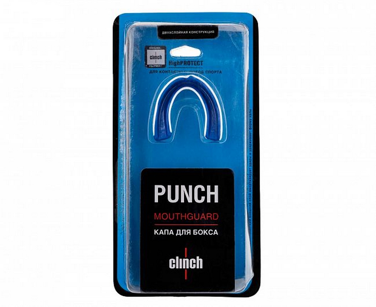 Капа одночелюстная Clinch Punch Double Layer Mouthguard C502 бело-синий 1200_980