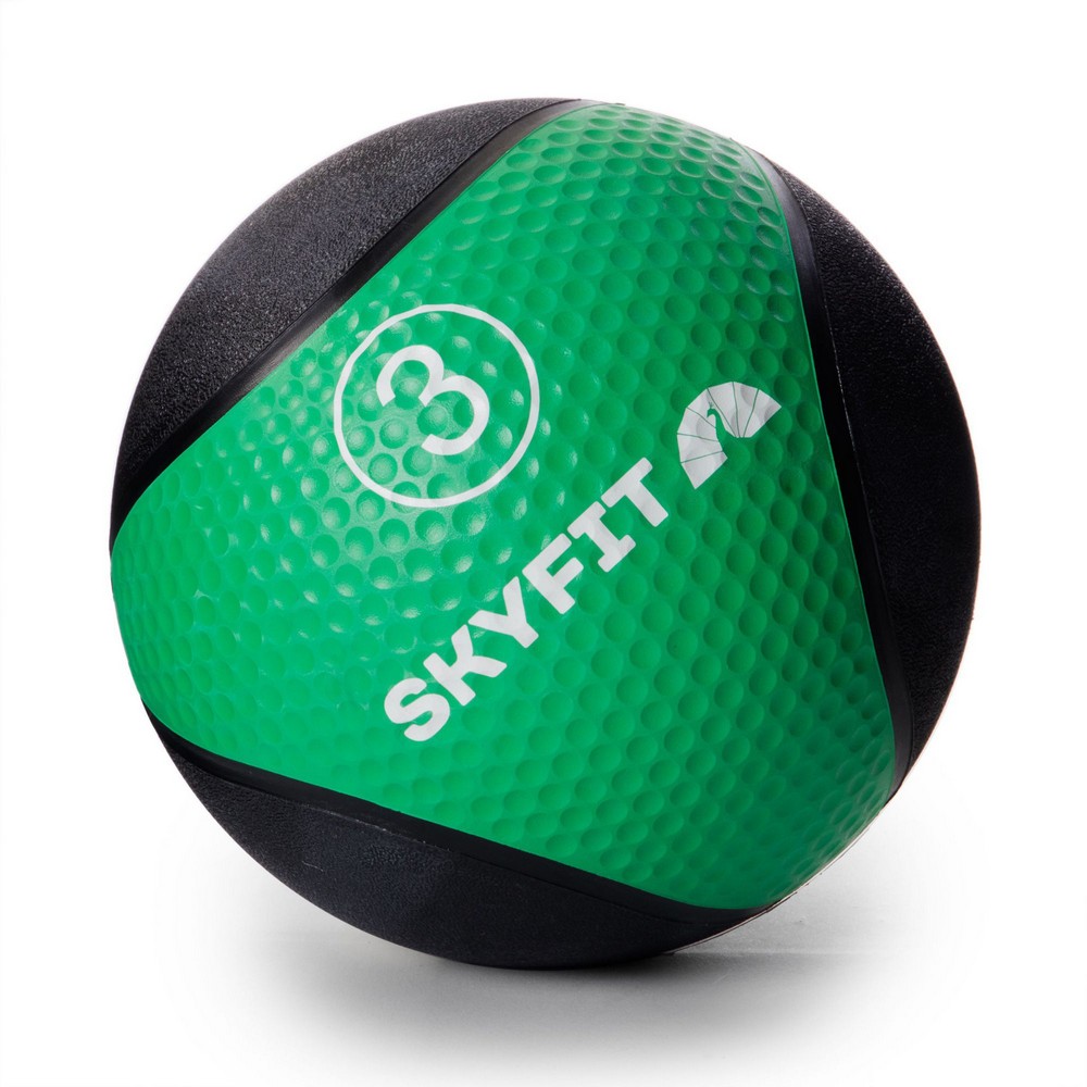 Медицинский мяч 3 кг SkyFit SF-MB3k черный-зеленый 1000_1000