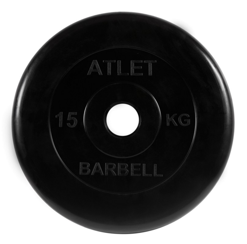 Диск обрезиненный d51мм MB Barbell Atlet 15кг черный MB-AtletB51-15 809_800