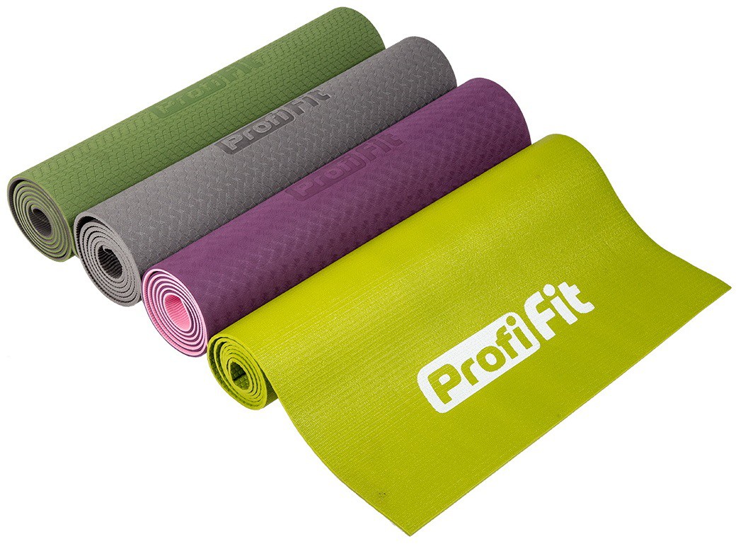 Коврик для йоги и фитнеса Profi-fit 6 мм, профессиональный фиолетово-розовый 173x61x0,6 1057_769