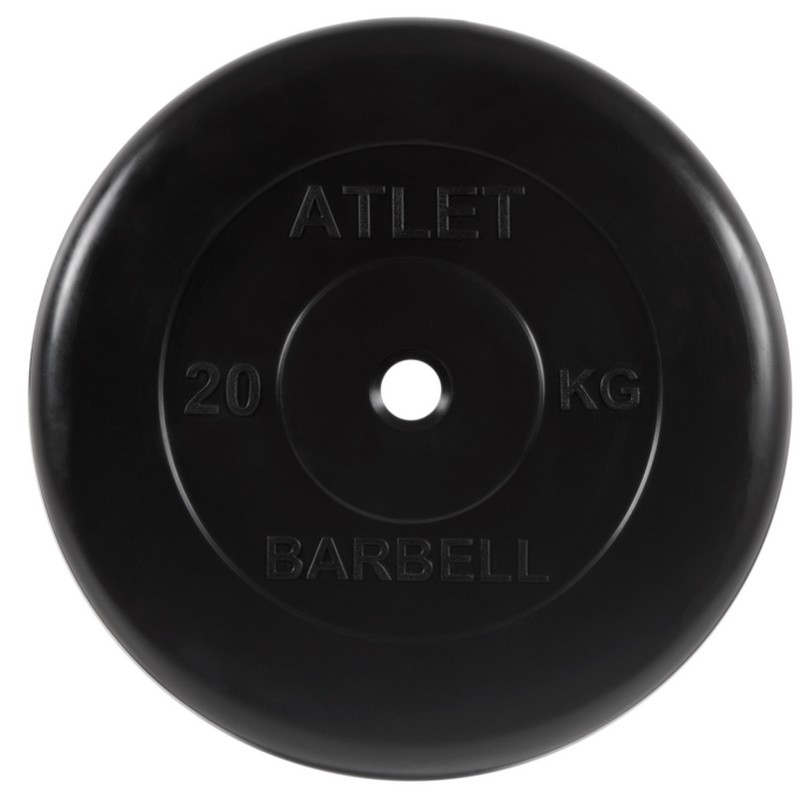 Диск обрезиненный d51мм MB Barbell Atlet 20кг черный MB-AtletB51-20 808_800